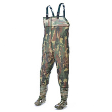Men's Cheap Waterproof Camo Nylon/PVC Fly Fishing Chest Waders with PVC Boots